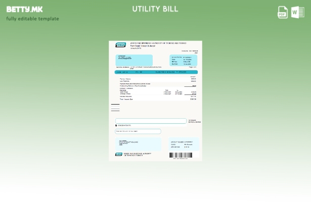 Модерен стил Шаблон за комунални сметки WASA од Тринидад и Тобаго